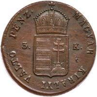Hungary. 3 Krajczar, 1849-NB