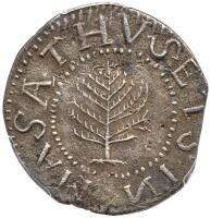 1652 Massachusetts Pine Tree Shilling Noe-6 Rarity-6 Large Planchet. (69.1 grs)