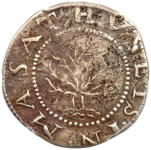 1652 Massachusetts Oak Tree Shilling IN at Bottom Noe-8 Rarity-6+. (66.6 grs)