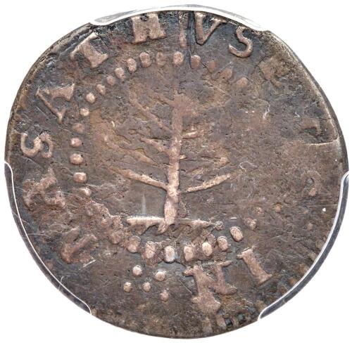 1652 Massachusetts Pine Tree Shilling Noe-20 Rarity-7 Small Planchet PCGS Genuin