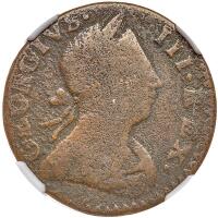 1776. Machin's Mills Copper Halfpenny. 'Georgivs' NGC Fine Details