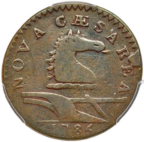 1786. New Jersey Copper. Protruding Tongue. Maris 16-L PCGS VF20