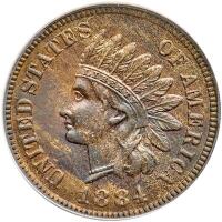 1883 Indian Head 1C ANACS MS63 RB