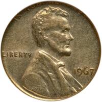 Worldwide. MINT ERROR. 1967 Lincoln Cent struck on a Philippines 10 cent Planche