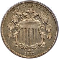 1877 Shield 5C PCGS Proof 65