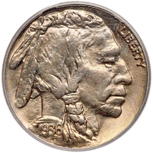 1936-S Buffalo 5C. Repunched S PCGS MS66
