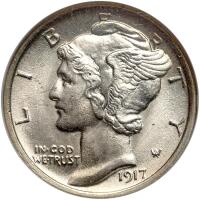 1917 Mercury 10C NGC MS64