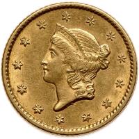1853 $1 Gold Liberty AU50
