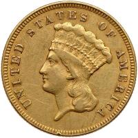 1874 $3 Gold Sharpness of VF