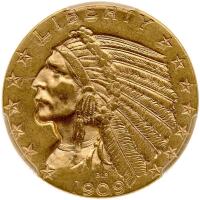 1909-D $5 Indian PCGS AU55