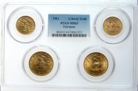 1901. Liberty Gold 4-piece Type Set