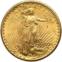 1925 $20 St. Gaudens AU58