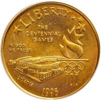 1995-W 100th Olympics Stadium $5 Gold PCGS MS69