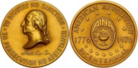American Bicentennial/American Israel Numismatic Association 1976 Gold Medal. PCGS graded MS64