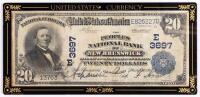 1902 $20.00 National Bank Note. Plain Back. Third Charter Period. Charter 3697 F
