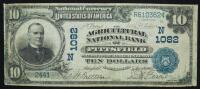 $10 National Bank Note. Agricultural NB, Pittsfiled, MA. Ch. 1082. Fr. 616.