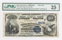 1882, $10 National Bank Note. Second Charter Period, Date Back