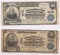 1902, $5 and $10.00 National Bank Notes. Plain Back. Third Charter Period. Charter 9174366219