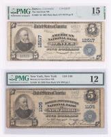 Pair of different $5.00 1902 Plain Back National Bank Notes. Both Third Charter Period