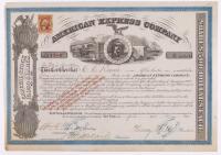 Rare American Express Stock Certificate Issued May 1, 1866 Signed by Henry Wells and William G. Fargo in Superior/Choice Conditi