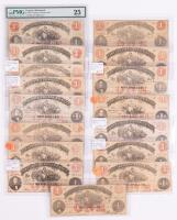 16-piece lot of $1.00 July 1862 Richmond, Virginia Treasury Notes