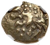 Celtic Coinage. Atrebates and Regni. Ca. 60-20 BC. Gold 1/4 Stater (1.47g) NGC E
