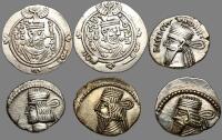 6-piece lot of Parthian and Sasanian Silver Drachms
