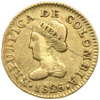 Colombia. 1 Peso, 1825-JF (Bogota) VF