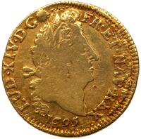 France. &Acirc;&frac12; Louis d'or, 1695-P (Dijon) NGC VF