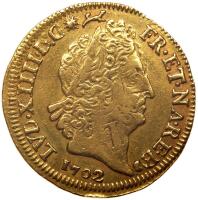 France. Louis d'or aus 8 L et aux insignes, 1702-Cow (Pau) PCGS XF