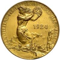 Bohemia. Gilt Bronze Medal, 1924 Choice XF