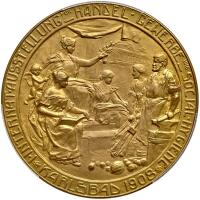 Czechoslovakia. Gilt Bronze Medal, 1908 PCGS Specimen 64