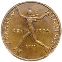 Czechoslovakia. Bronze Medal, 1924 PCGS MS62