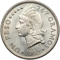 Dominican Republic. Peso, 1952 Choice Brilliant Unc