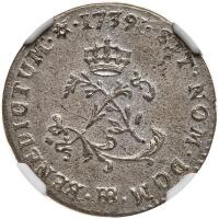 French Colonies. Sou Marque, (Double Sol), 1739-BB NGC Unc