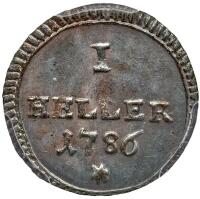 German States: Augsburg. Silvered Copper Heller, 1786 PCGS MS62