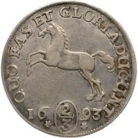 German States: Brunswick-L&Atilde;&frac14;neburg. 2/3 Taler, 1693 PCGS VF35