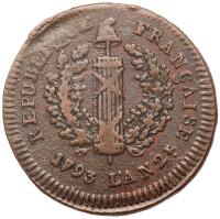 German States: Mainz. 2 Sol, L'AN 2, 1793 PCGS VF