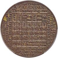 Great Britain. Brass Calendar Medal, 1796 PCGS MS62