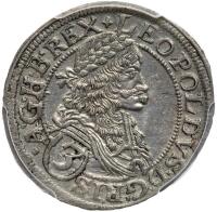 Hungary. 3 Krajczar, 1675 (Pressburg) PCGS MS61