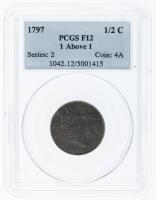 1797. Liberty Cap Half Cent. PCGS graded F12 1 Above 1