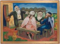 Arthur Kolnik, "Abraham and the Angels", Original Oil on Board
