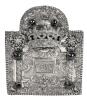 Rare, Small Silver Torah Shield. Late 18th - Early 19th Century in Silver with Faceted Glass Accents