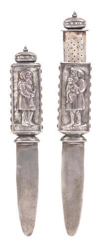A Brit Milah, (Covenant of Circumcision) Bris Knife, Rare Judaica in Sterling Silver with Hidden Compartment in Knife Handle for