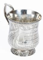 Coin Silver Presentation Mug to Grandson of Celebrated Jewish Silversmith, Myer Myers. Dated Norfolk, Virginia October 16, 1839