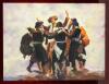 Artist Unknown. Contemporary Acrylic on Canvas of Rabbis in Joyful Dance