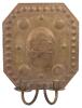 Brass Shabbat Candle Sconce, Early to Middle 19th Century. with Repousse Work Throughout of Round Impressions with Holiness of S