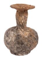 Exceptional Mold-Blown Unguentarium with a Twist Pattern on Body and Neck Finished with a Raised Base.
