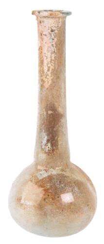 Tall, Long-Necked, Free-Standing Bluish-Green Glass Blown Unguentarium