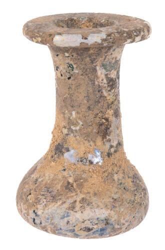 Large, Thick, Heavy Blown Glass Kohl Pot Heavily Encrusted with Iridescence